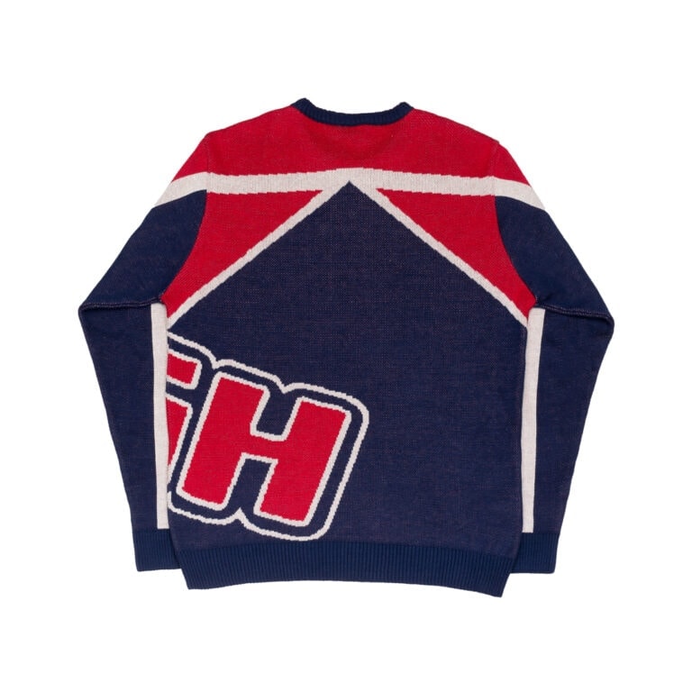 sweater school navy red back sweater school navy red back