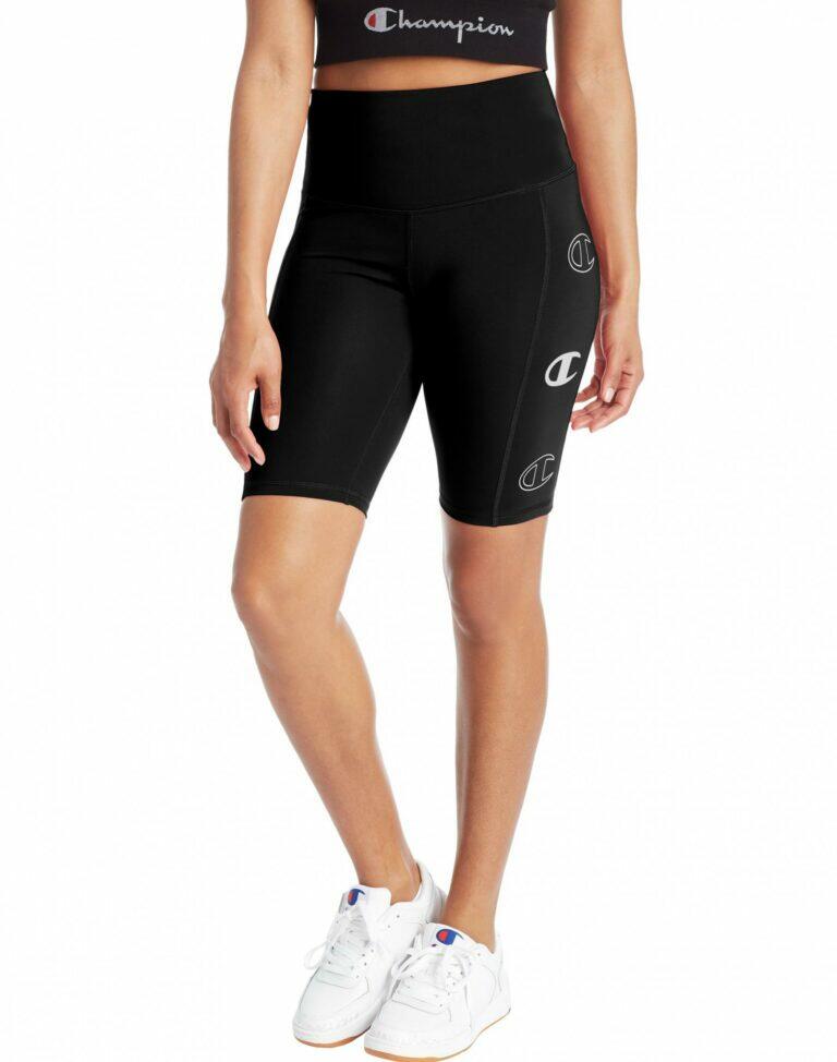 sport bike shorts triple c logos black champion womens shorts