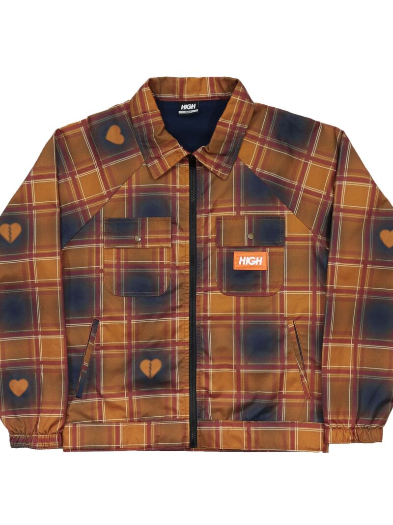plaid jacket love navy orange