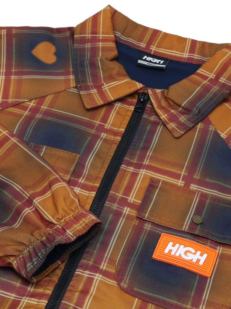 plaid jacket love navy orange detail