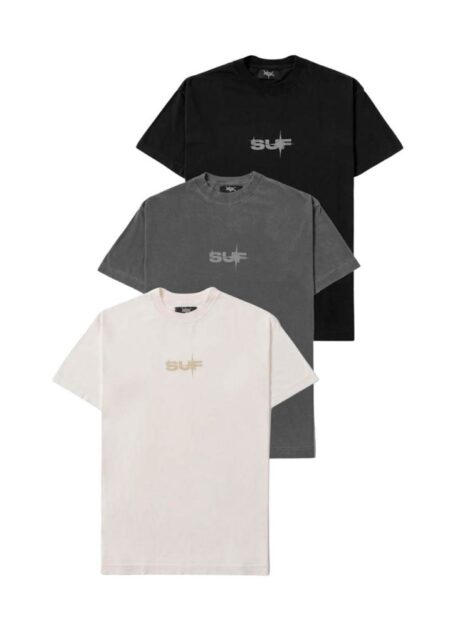 camisetas basic pack sufgang 2.4 off, preto e cinza