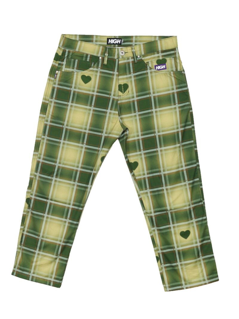 calça plaid chino love beige green