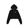 sufbabys strass logo plush zip up hoodie black