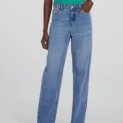 calça jeans feminina cintura alta wide leg azul