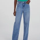 calça jeans feminina cintura alta wide leg azul