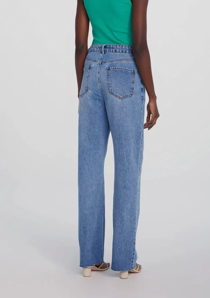 calça jeans feminina cintura alta wide leg azul calça jeans feminina cintura alta wide leg azul