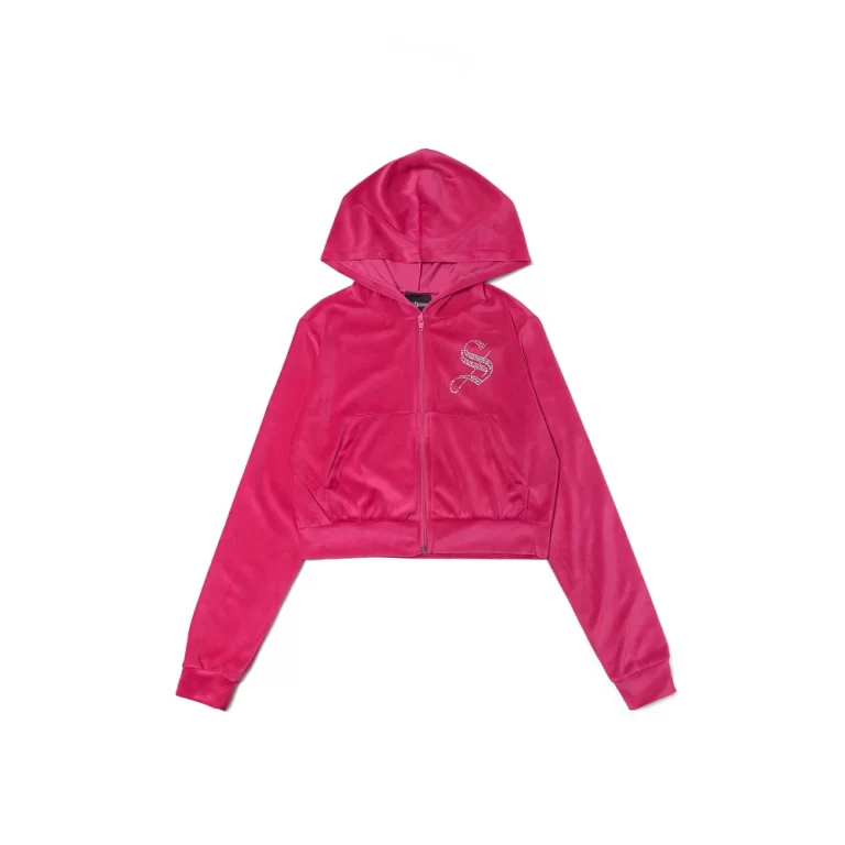 sufbabys strass logo plush zip up hoodie pink sufbabys strass logo plush zip up hoodie pink