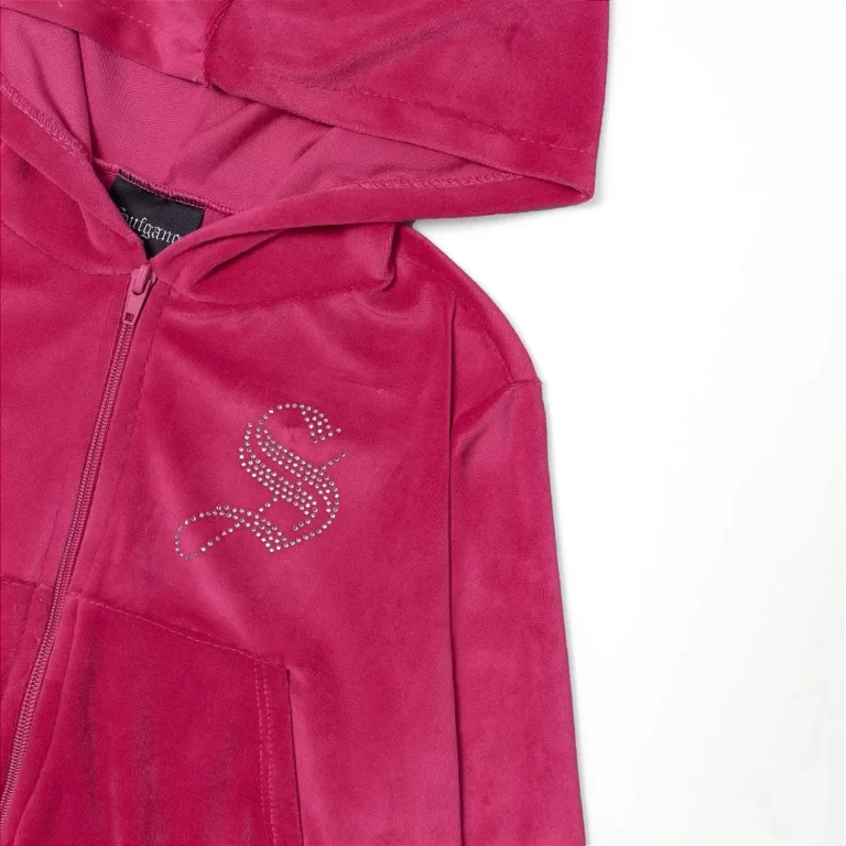 sufbabys strass logo plush zip up hoodie pink sufbabys strass logo plush zip up hoodie pink
