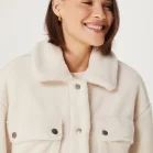 jaqueta feminina peluciada com bolsos off white