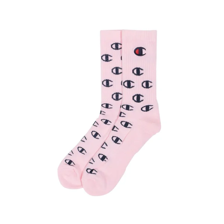 meia champion logo bordada rosa