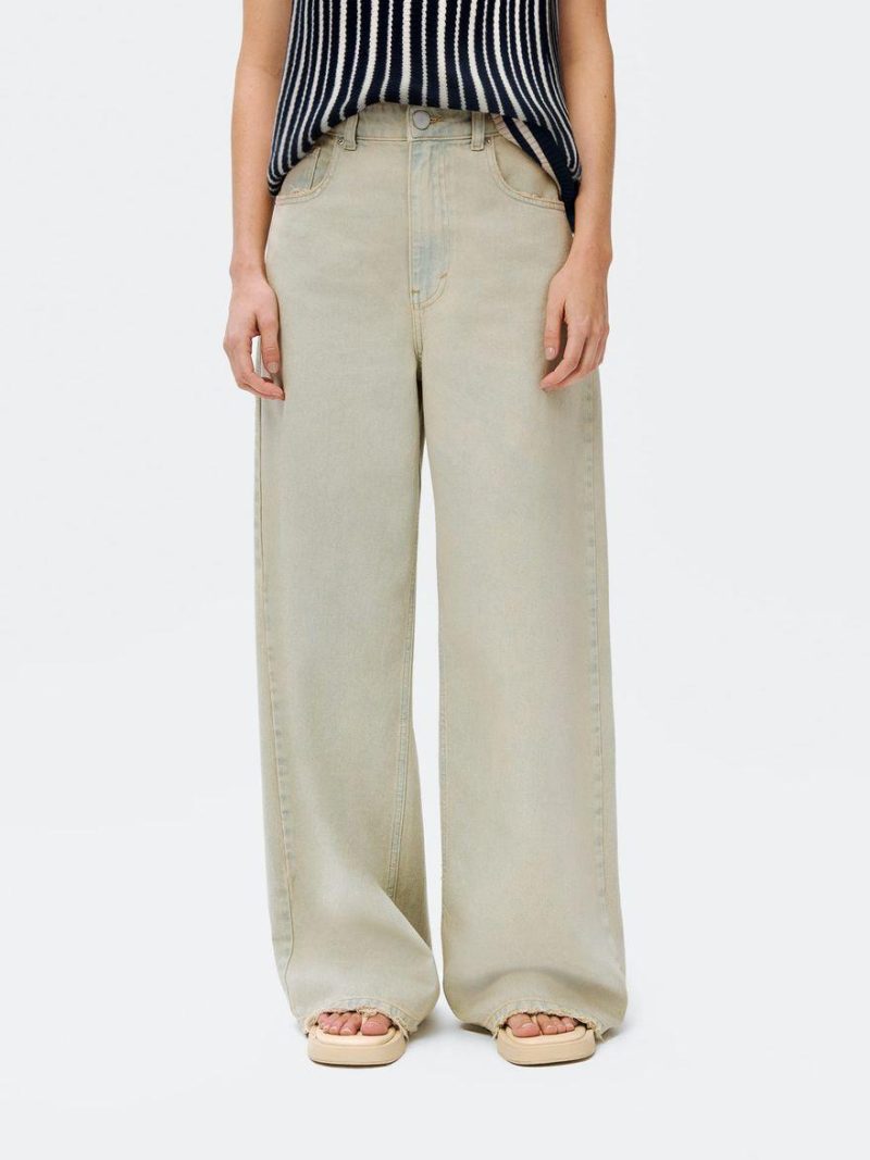 calça jeans wide leg cintura alta hering