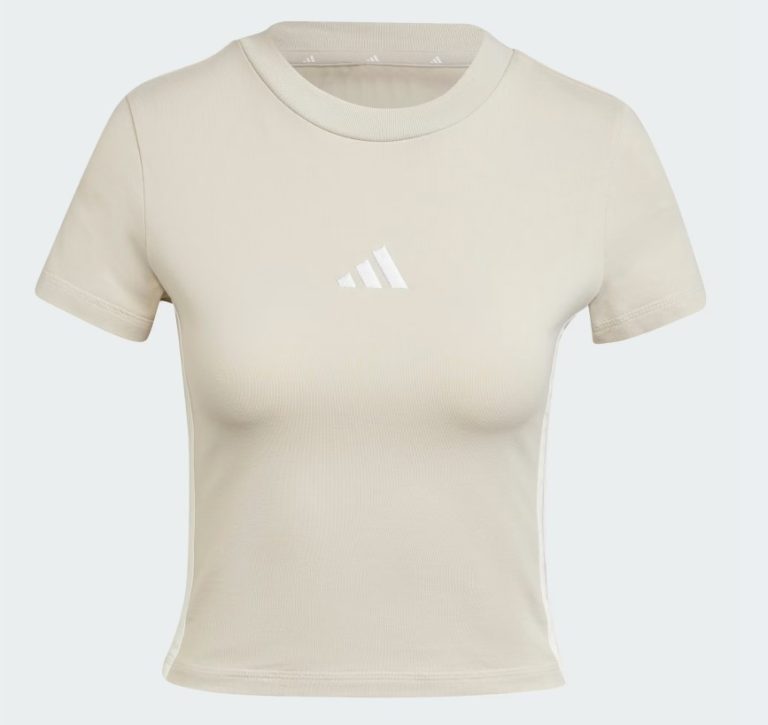 camiseta cropped adidas beige