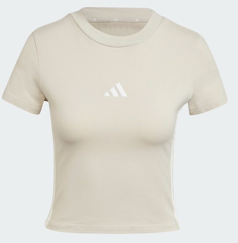 camiseta cropped adidas beige