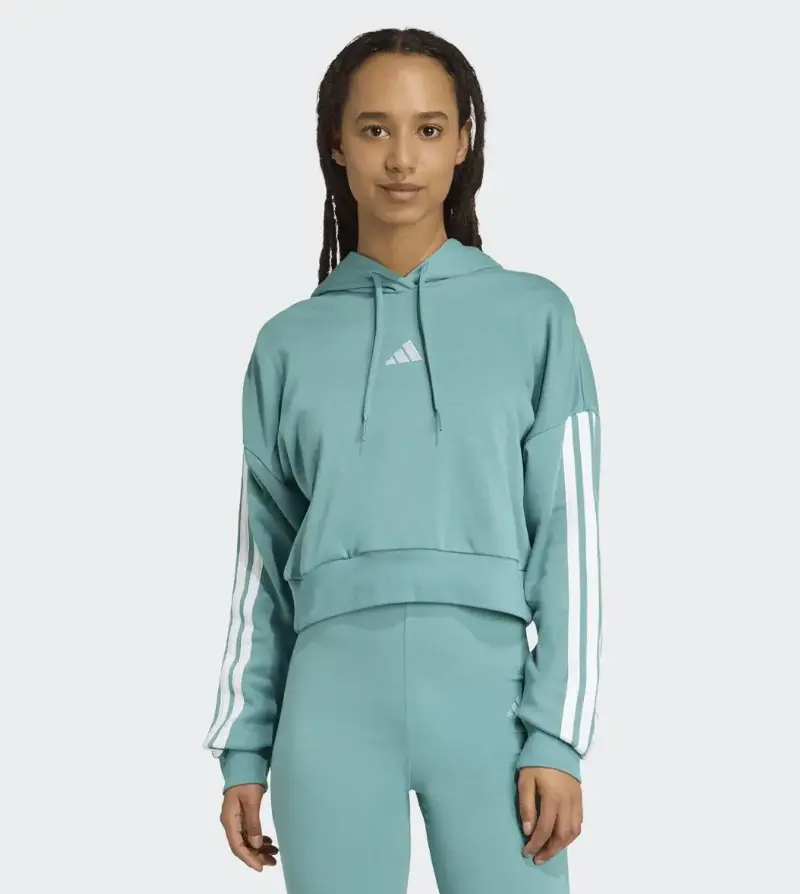 moletom cropped 3strippes green adidas