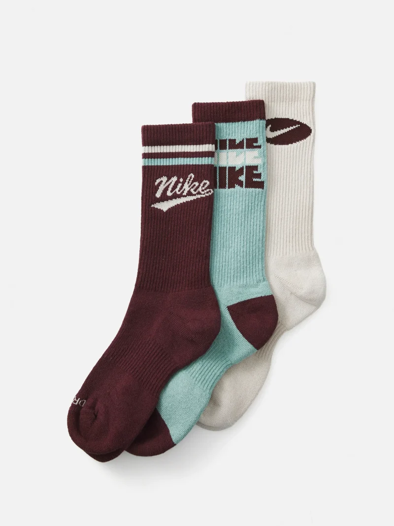 kit meia nike everyday burgundy crush/light khaki/cannon