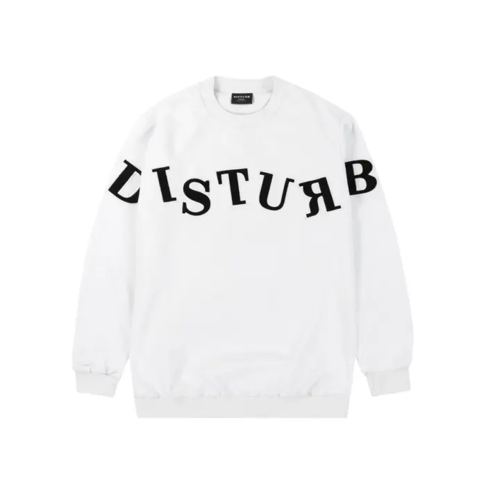 moletom crewneck play logo branco disturb