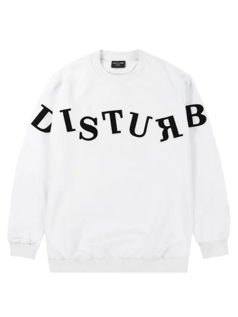 moletom crewneck play logo branco disturb