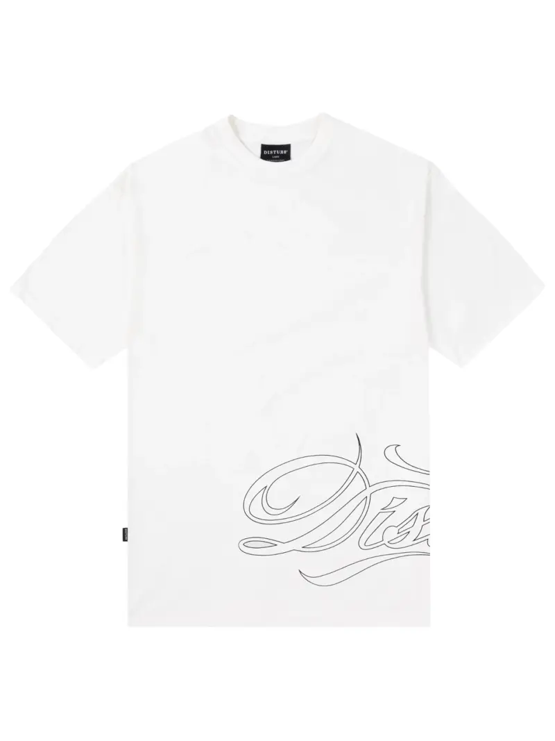 camiseta script branca disturb