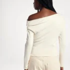 blusa feminina manga longa assimétrica off white