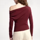 blusa feminina manga longa assimétrica cereja