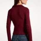 polo feminina manga longa cereja