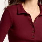 polo feminina manga longa cereja