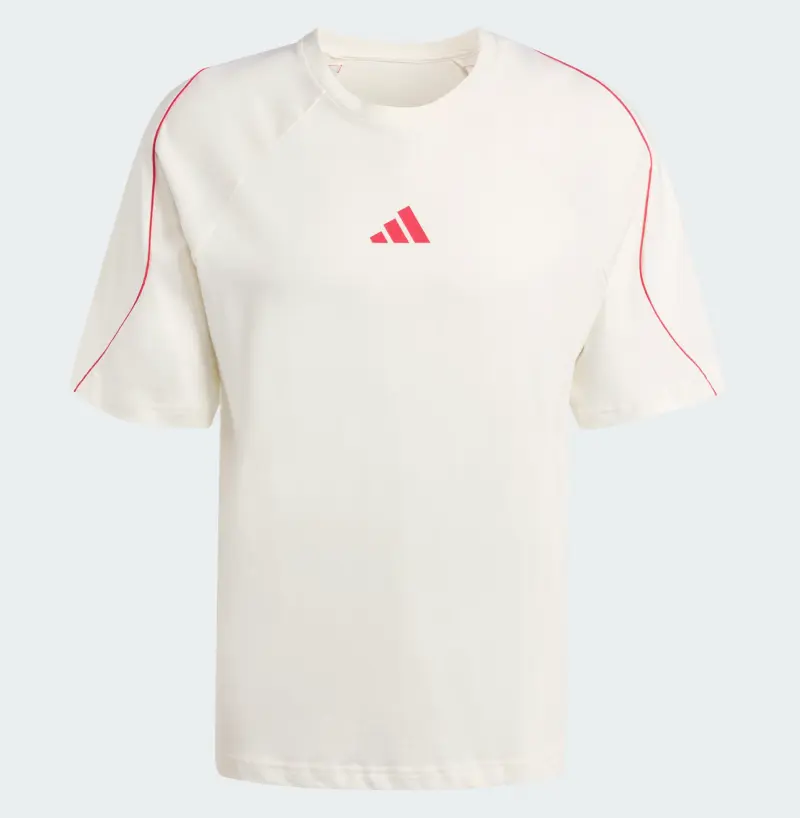 camiseta adidas stadium off white/ pure ruby