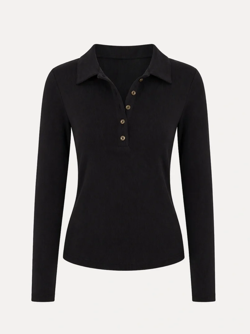 polo feminina manga longa preto