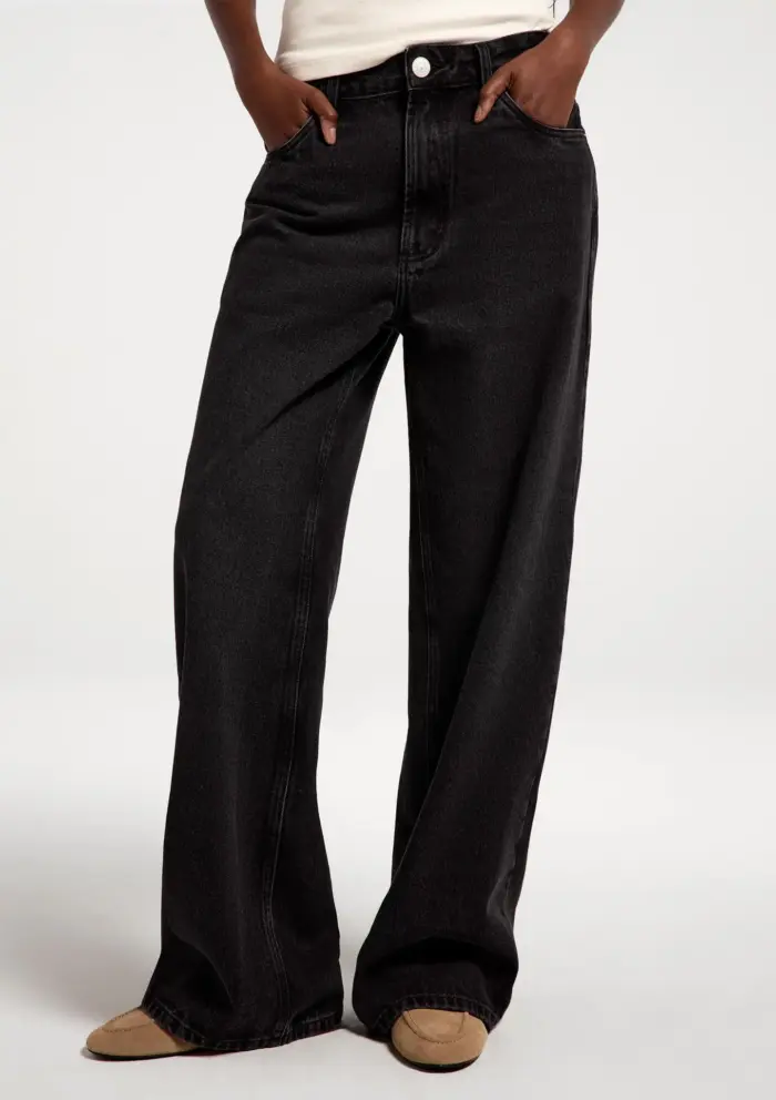 calça jeans feminina wide leg hering