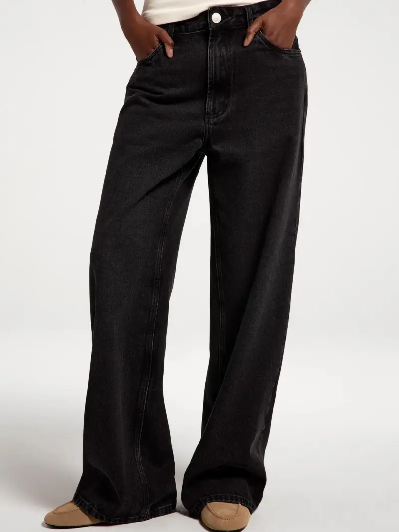 calça jeans feminina wide leg hering