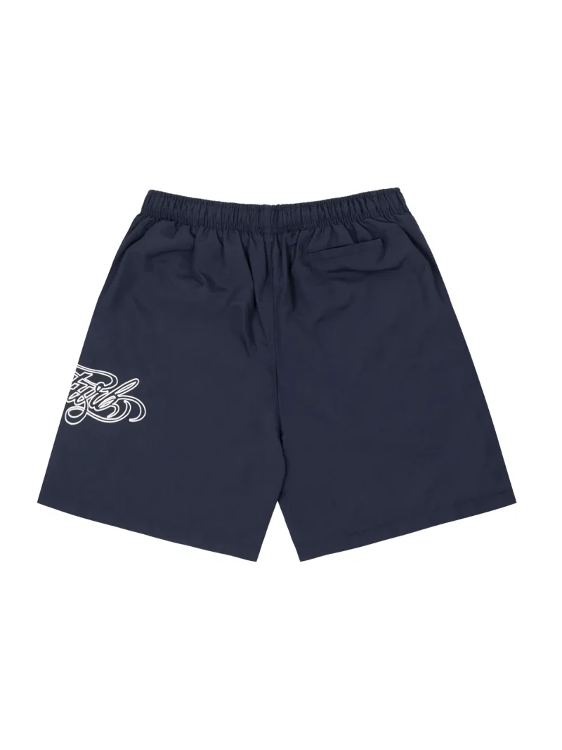 shorts script azul costas