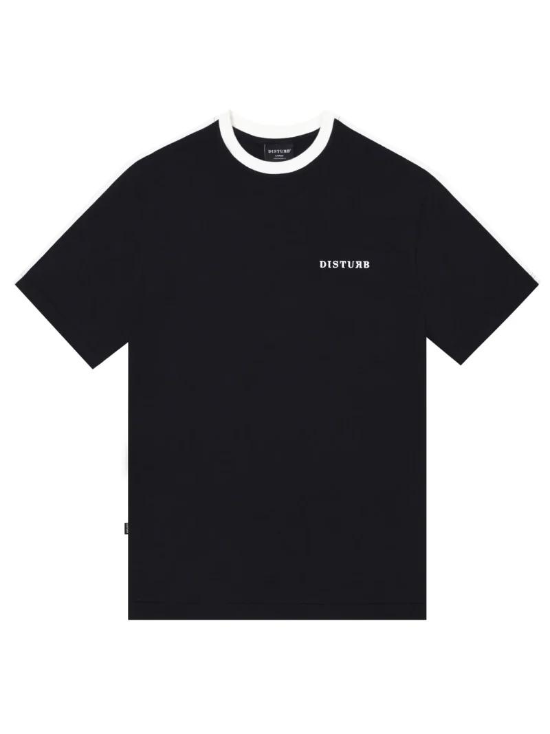 t shirt logo shoulder line preta